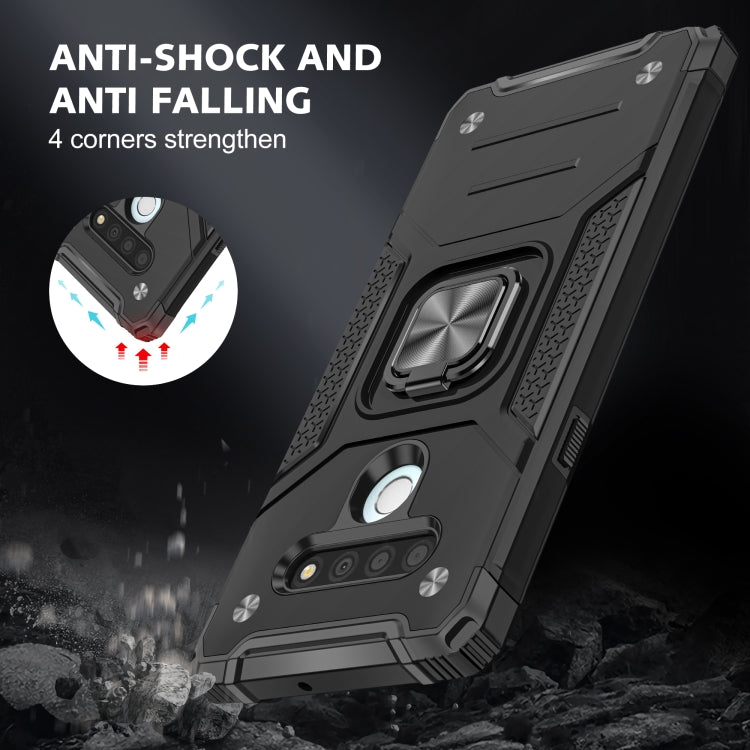 For LG Stylo 6 Magnetic Armor Shockproof TPU + PC Case with Metal Ring Holder