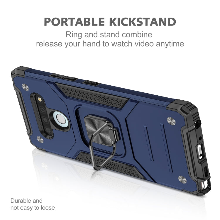 For LG Stylo 6 Magnetic Armor Shockproof TPU + PC Case with Metal Ring Holder