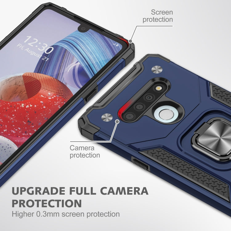 For LG Stylo 6 Magnetic Armor Shockproof TPU + PC Case with Metal Ring Holder