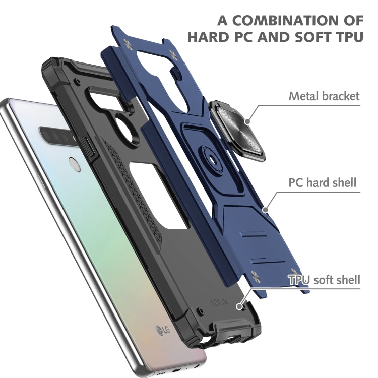 For LG Stylo 6 Magnetic Armor Shockproof TPU + PC Case with Metal Ring Holder