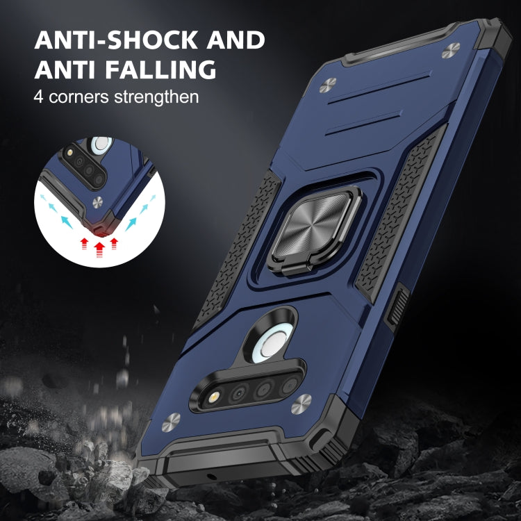 For LG Stylo 6 Magnetic Armor Shockproof TPU + PC Case with Metal Ring Holder