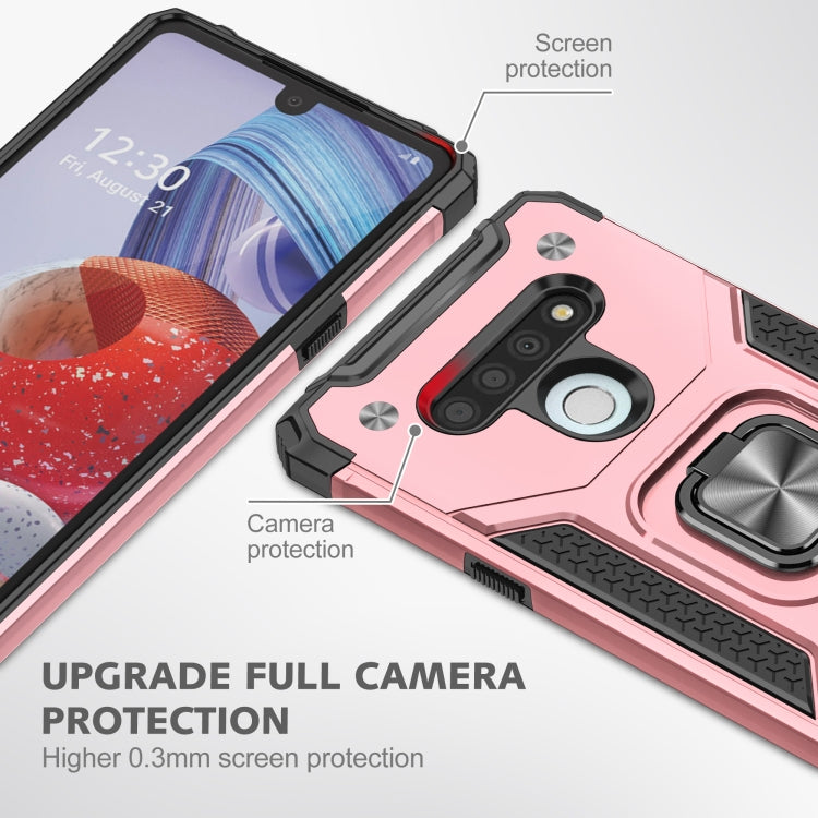 For LG Stylo 6 Magnetic Armor Shockproof TPU + PC Case with Metal Ring Holder