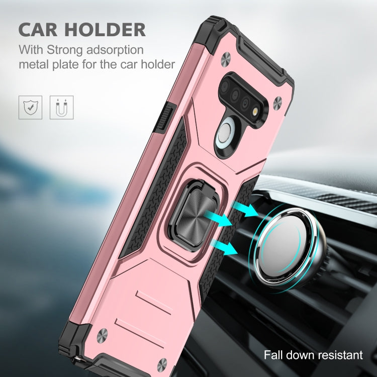 For LG Stylo 6 Magnetic Armor Shockproof TPU + PC Case with Metal Ring Holder