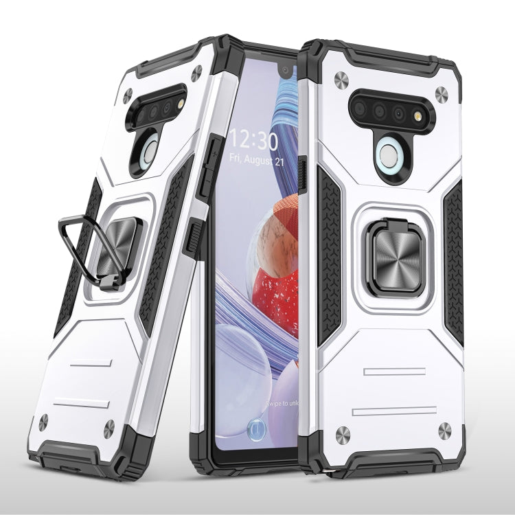 For LG Stylo 6 Magnetic Armor Shockproof TPU + PC Case with Metal Ring Holder