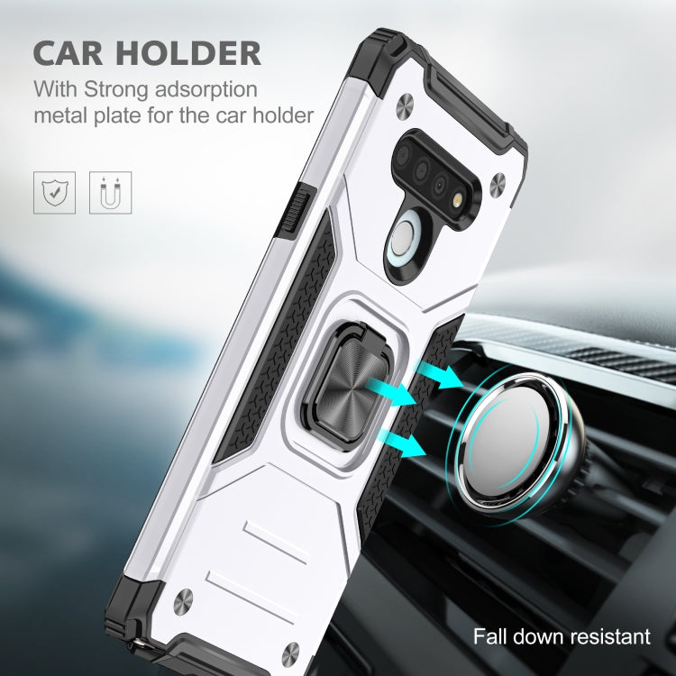 For LG Stylo 6 Magnetic Armor Shockproof TPU + PC Case with Metal Ring Holder