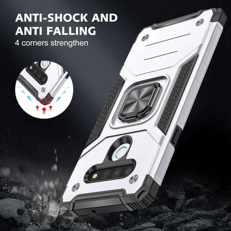 For LG Stylo 6 Magnetic Armor Shockproof TPU + PC Case with Metal Ring Holder