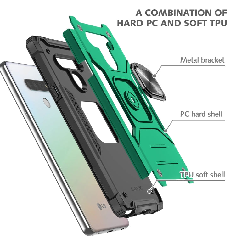 For LG Stylo 6 Magnetic Armor Shockproof TPU + PC Case with Metal Ring Holder