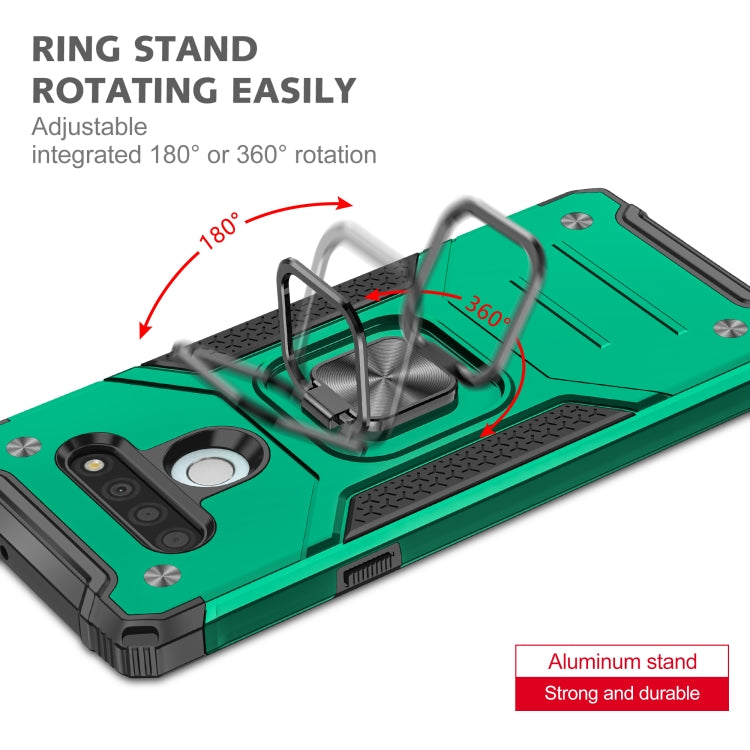 For LG Stylo 6 Magnetic Armor Shockproof TPU + PC Case with Metal Ring Holder