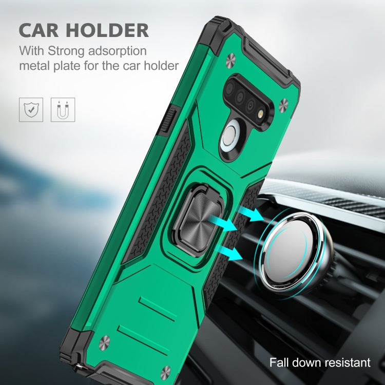 For LG Stylo 6 Magnetic Armor Shockproof TPU + PC Case with Metal Ring Holder