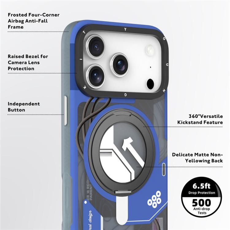 For iPhone 17 Pro Max YOUNGKIT Starship Series Rotation Holder IMD TPU Magnetic Phone Case