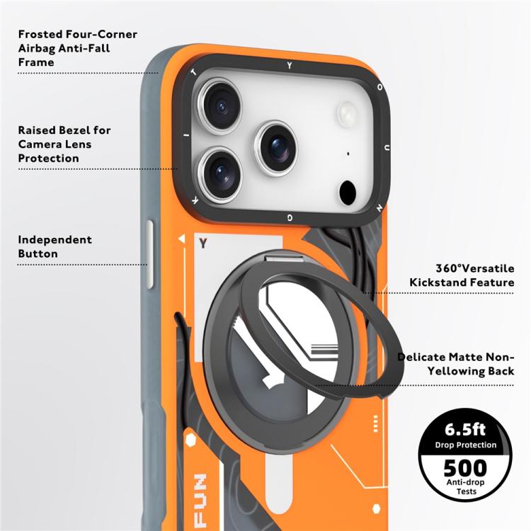 For iPhone 17 Pro Max YOUNGKIT Starship Series Rotation Holder IMD TPU Magnetic Phone Case