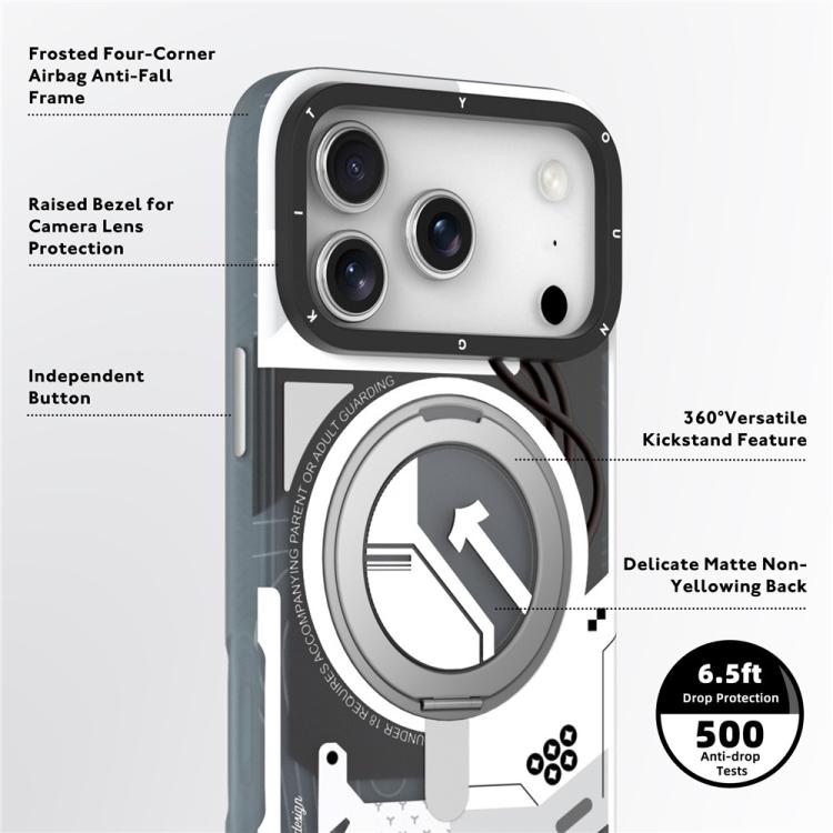 For iPhone 17 Pro Max YOUNGKIT Starship Series Rotation Holder IMD TPU Magnetic Phone Case