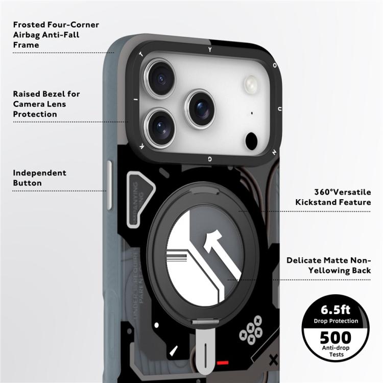 For iPhone 17 Pro Max YOUNGKIT Starship Series Rotation Holder IMD TPU Magnetic Phone Case