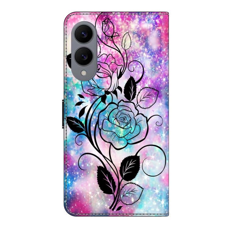 For Samsung Galaxy S25 Edge 5G Crystal-Like Painted Vegan Leather Phone Case