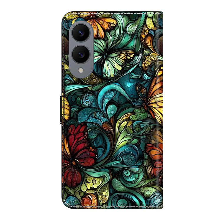 For Samsung Galaxy S25 Edge 5G Crystal-Like Painted Vegan Leather Phone Case