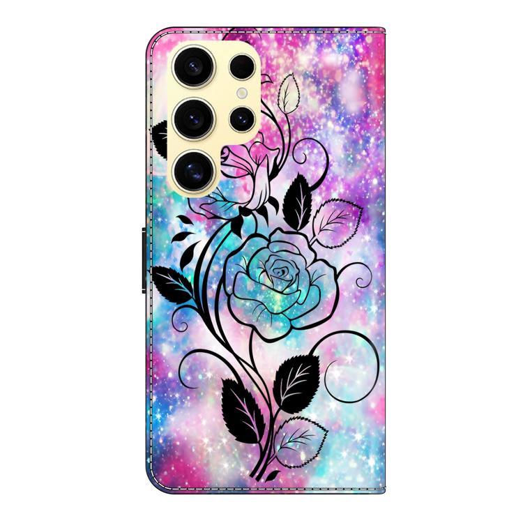 For Samsung Galaxy S22 Ultra 5G Crystal-Like Painted Vegan Leather Phone Case