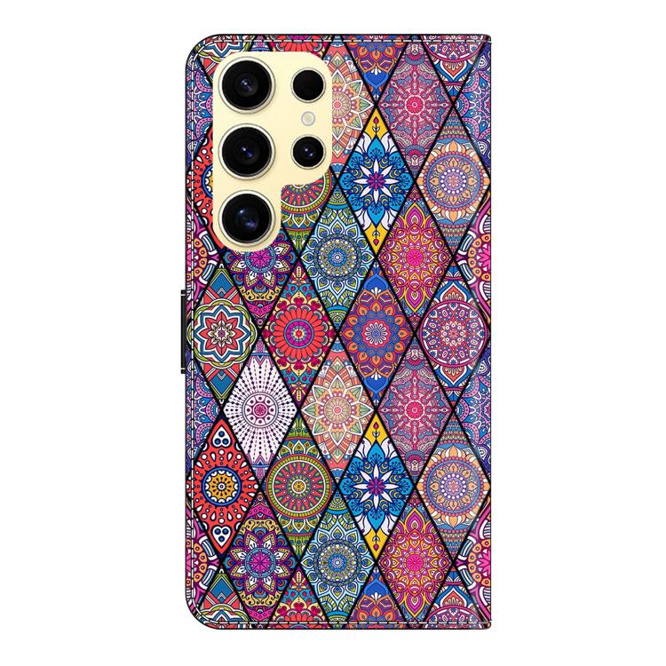 For Samsung Galaxy S22 Ultra 5G Crystal-Like Painted Vegan Leather Phone Case