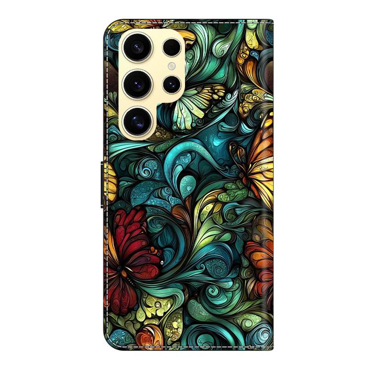 For Samsung Galaxy S22 Ultra 5G Crystal-Like Painted Vegan Leather Phone Case