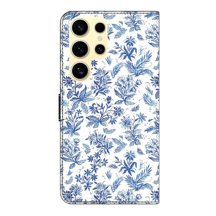 For Samsung Galaxy S22 Ultra 5G Crystal-Like Painted Vegan Leather Phone Case