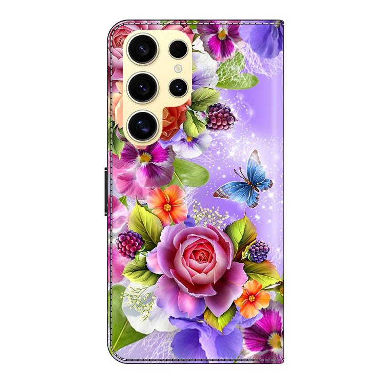 For Samsung Galaxy S22 Ultra 5G Crystal-Like Painted Vegan Leather Phone Case