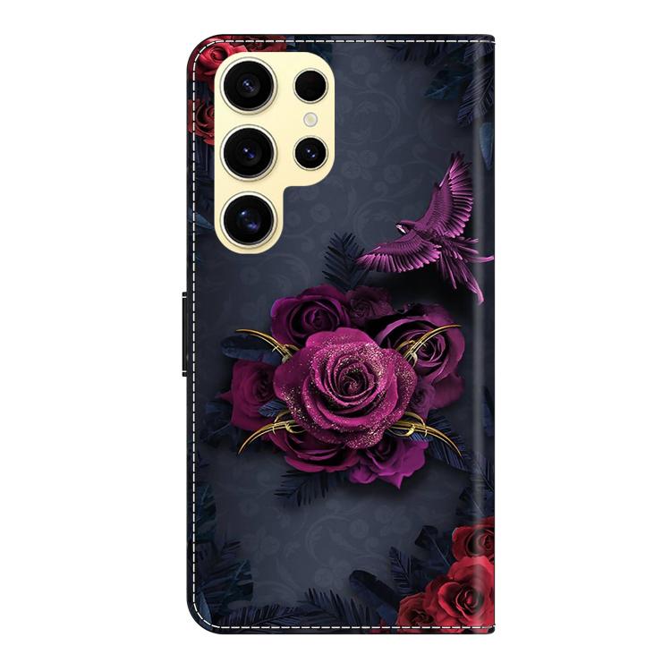 For Samsung Galaxy S22 Ultra 5G Crystal-Like Painted Vegan Leather Phone Case