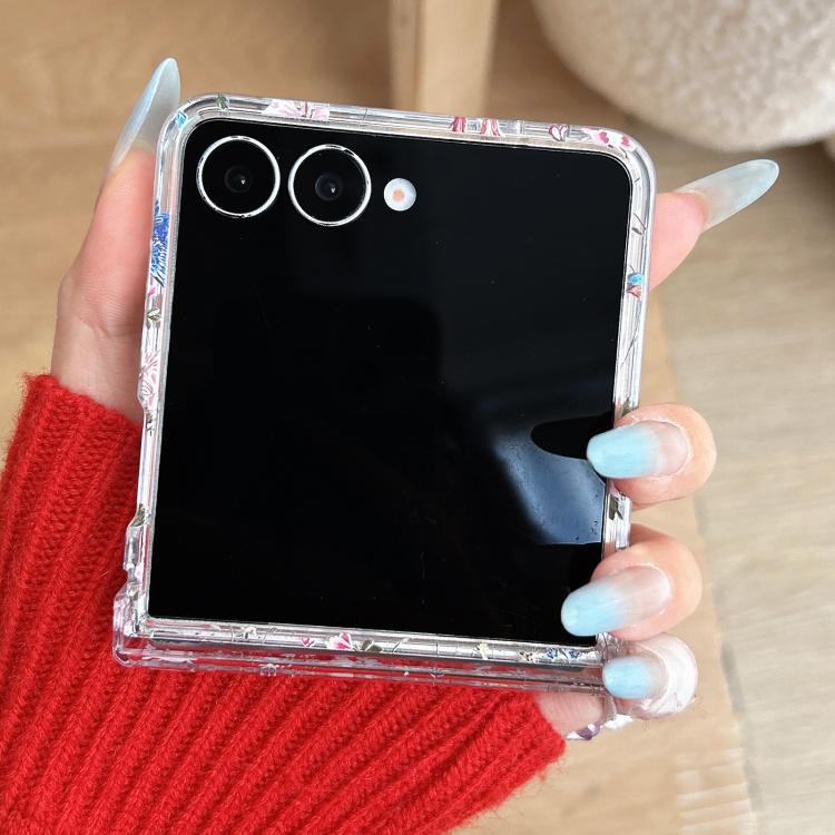 For Samsung Galaxy Z Flip5 Flowers Magpie Pattern Phone Case with Bracelet