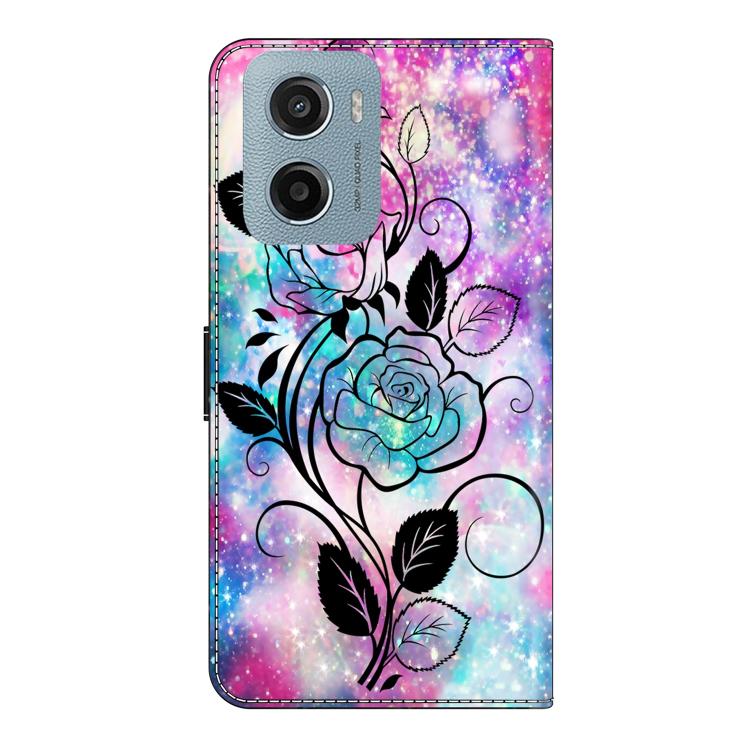 For Motorola Moto E15 / G05 / G15 Crystal-Like Painted Vegan Leather Phone Case