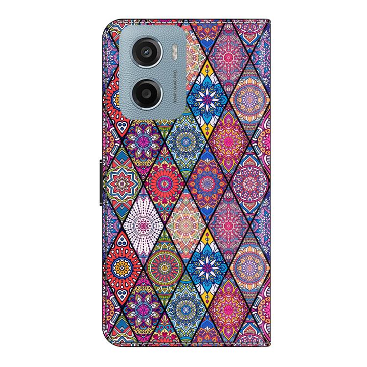 For Motorola Moto E15 / G05 / G15 Crystal-Like Painted Vegan Leather Phone Case