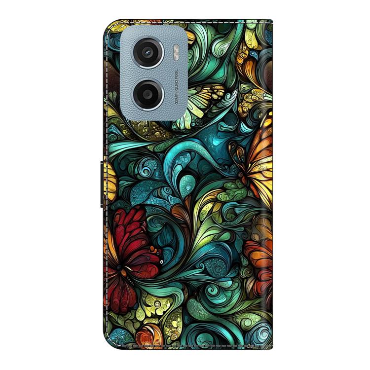 For Motorola Moto E15 / G05 / G15 Crystal-Like Painted Vegan Leather Phone Case
