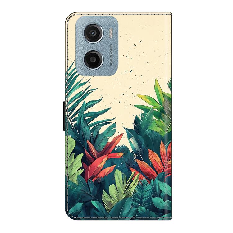 For Motorola Moto E15 / G05 / G15 Crystal-Like Painted Vegan Leather Phone Case