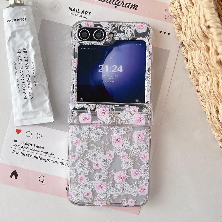 For Samsung Galaxy Z Flip6 Pink Rose Garden Pattern Phone Case
