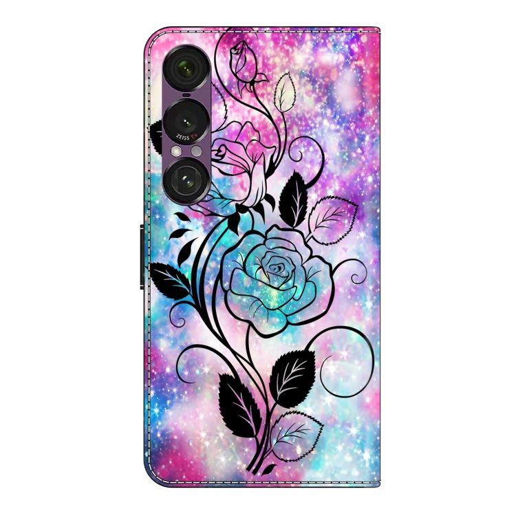 For Sony Xperia 1 VII Crystal-Like Painted Vegan Leather Phone Case