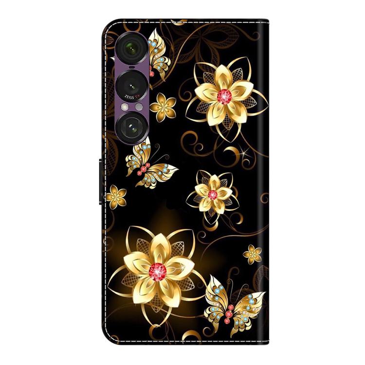 For Sony Xperia 1 VII Crystal-Like Painted Vegan Leather Phone Case