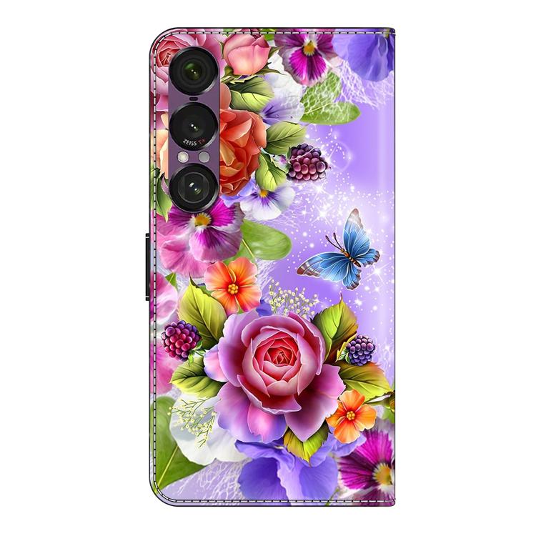 For Sony Xperia 1 VII Crystal-Like Painted Vegan Leather Phone Case