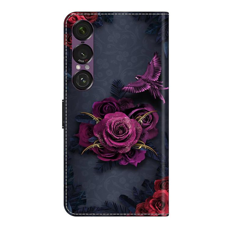 For Sony Xperia 1 VII Crystal-Like Painted Vegan Leather Phone Case