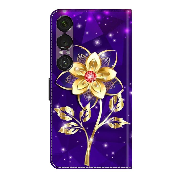 For Sony Xperia 1 VII Crystal-Like Painted Vegan Leather Phone Case