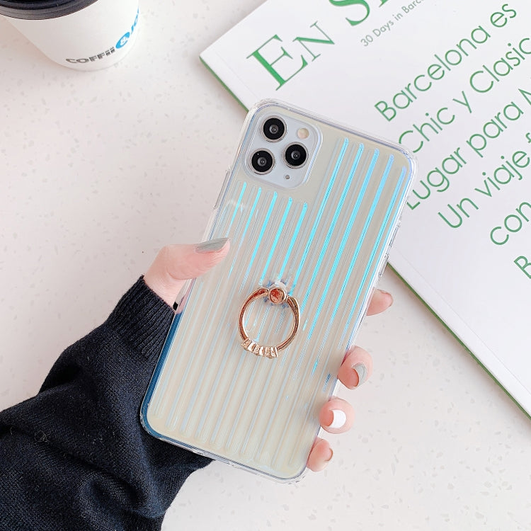 Electroplating Gradient Suitcase Stripe TPU Shockproof Protective Case With Stand Ring Holder, model:For iPhone 11 Pro