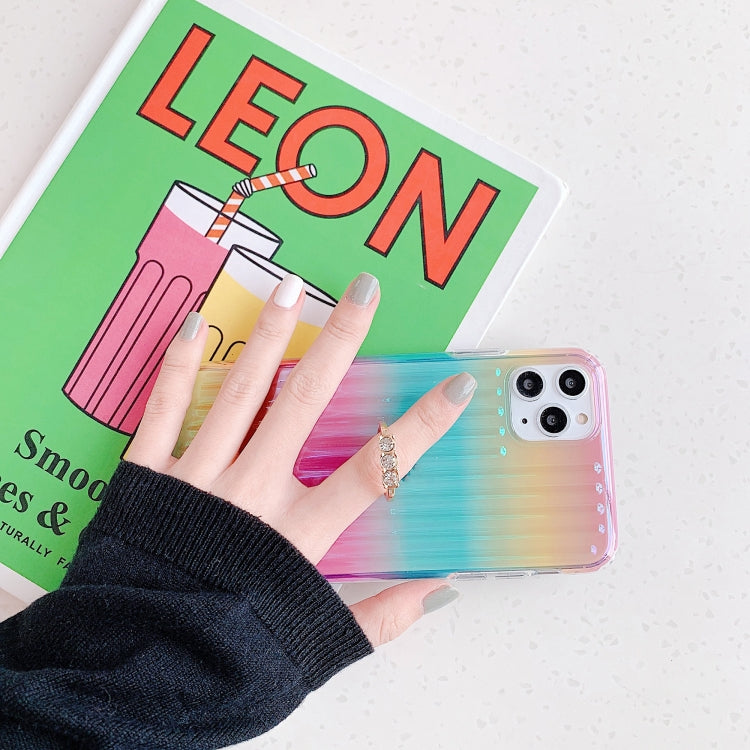 Electroplating Gradient Suitcase Stripe TPU Shockproof Protective Case With Stand Ring Holder, model:For iPhone 11 Pro