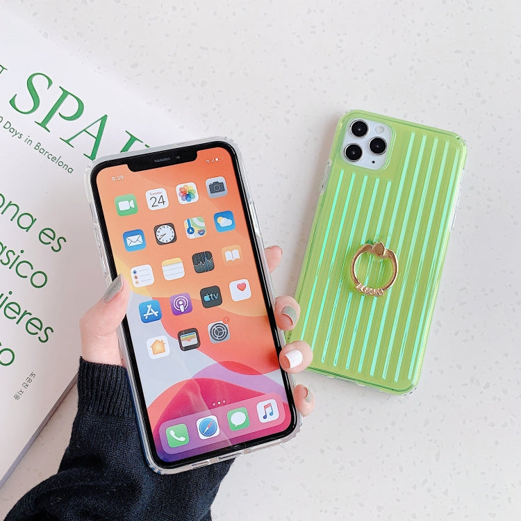 Electroplating Gradient Suitcase Stripe TPU Shockproof Protective Case With Stand Ring Holder, model:For iPhone 11 Pro