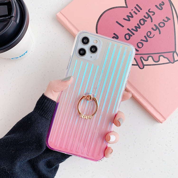 For iPhone 12 / 12 Pro Electroplating Gradient Suitcase Stripe TPU Shockproof Protective Case With Stand Ring Holder, model:For iPhone 12 / 12 Pro