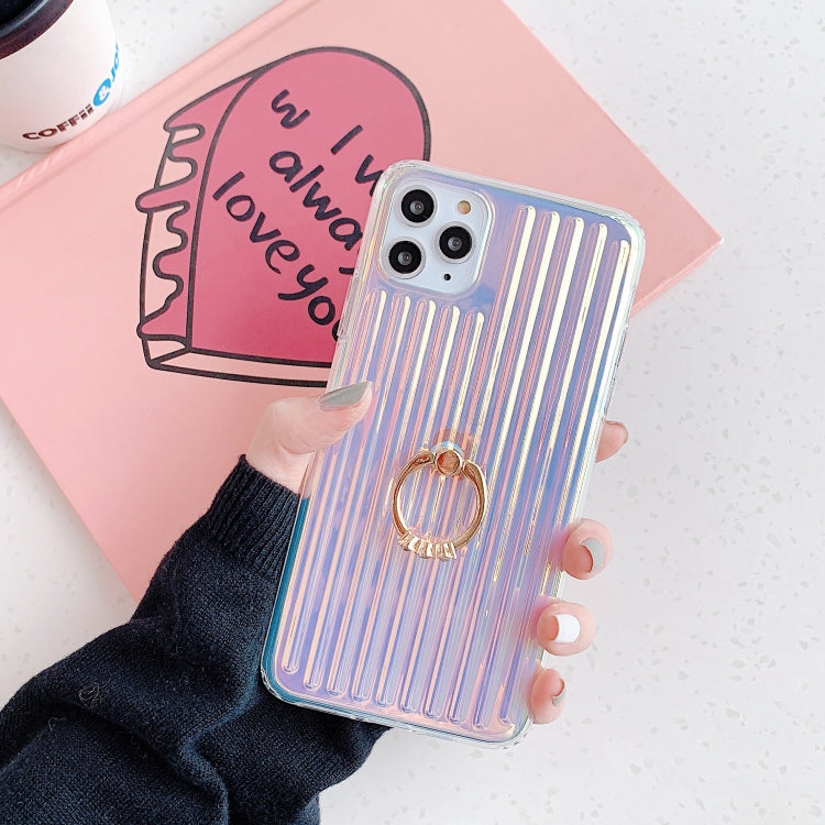 For iPhone 12 / 12 Pro Electroplating Gradient Suitcase Stripe TPU Shockproof Protective Case With Stand Ring Holder, model:For iPhone 12 / 12 Pro