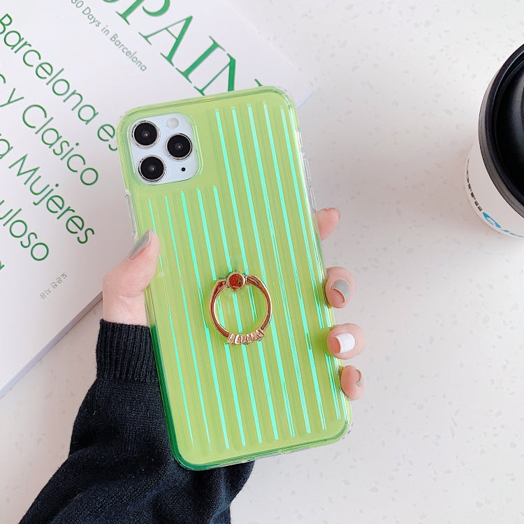 For iPhone 12 / 12 Pro Electroplating Gradient Suitcase Stripe TPU Shockproof Protective Case With Stand Ring Holder, model:For iPhone 12 / 12 Pro