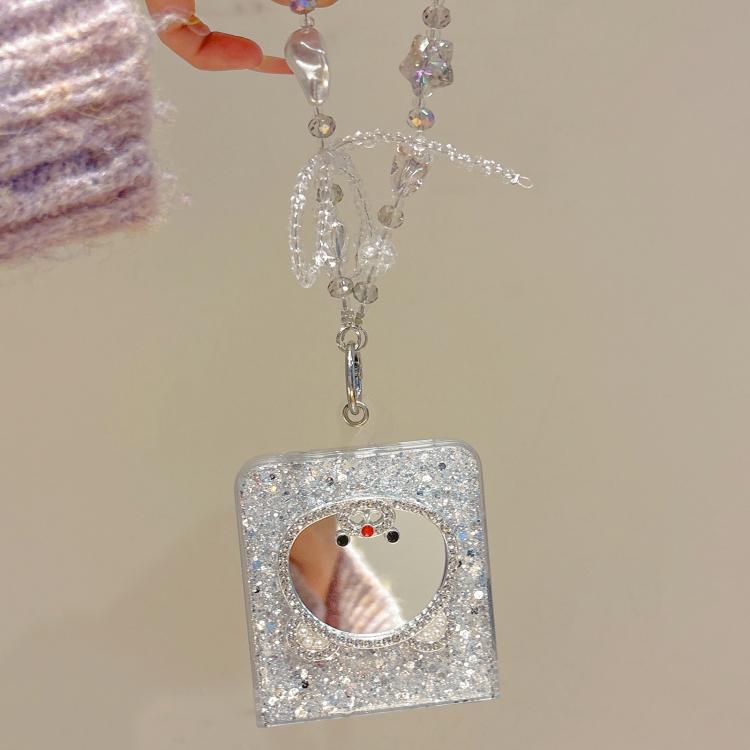 For Samsung Galaxy Z Fold6 Sparkling Diamond Bear Design Mirror Phone Case