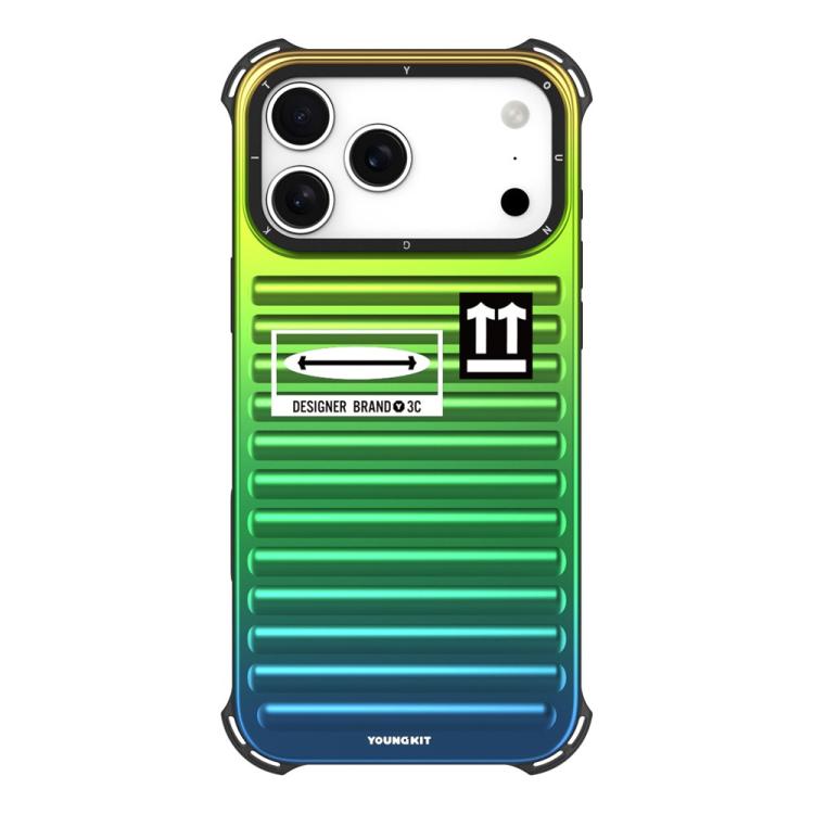 For iPhone 17 Pro YOUNGKIT Secret Color Laser Gradient Aluminium Alloy TPU Phone Case