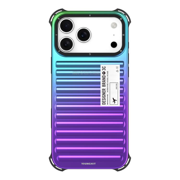 For iPhone 17 Pro YOUNGKIT Secret Color Laser Gradient Aluminium Alloy TPU Phone Case