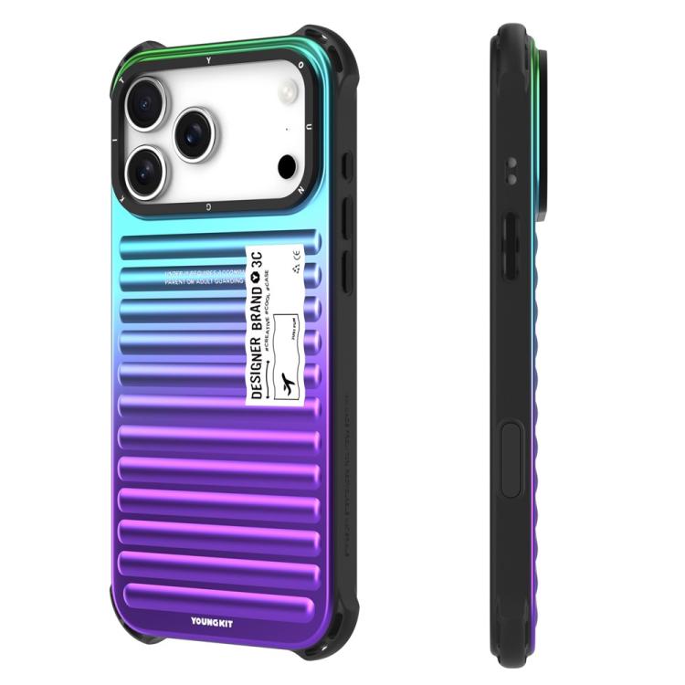 For iPhone 17 Pro YOUNGKIT Secret Color Laser Gradient Aluminium Alloy TPU Phone Case