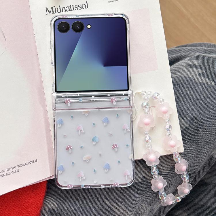 For Samsung Galaxy Z Flip7 5G Mushroom Pattern Phone Case with Bracelet