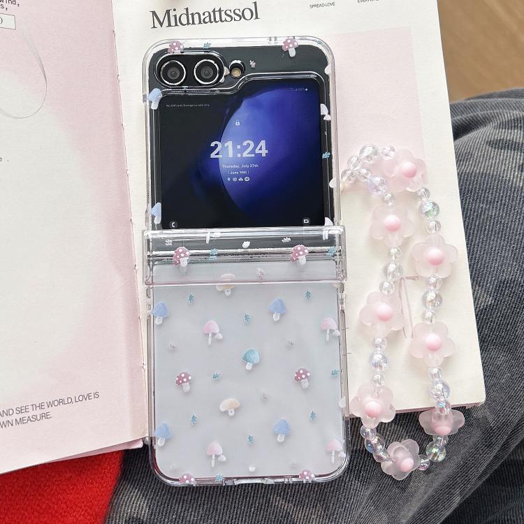 For Samsung Galaxy Z Flip5 Mushroom Pattern Phone Case with Bracelet