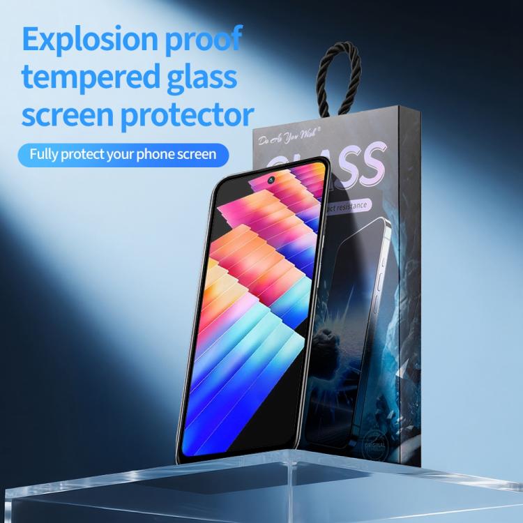 For Infinix Hot 30 Play Do As You Wish Silk Screen Printed HD Tempered Glass Film - Black