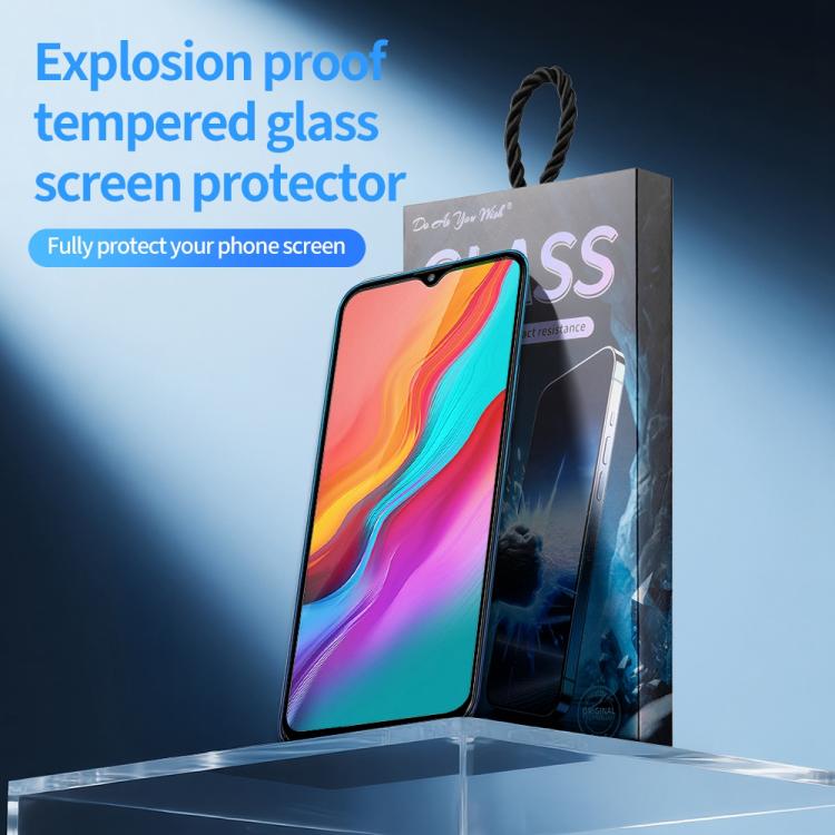 For Infinix Hot 10 Lite Do As You Wish Silk Screen Printed HD Tempered Glass Film - Black